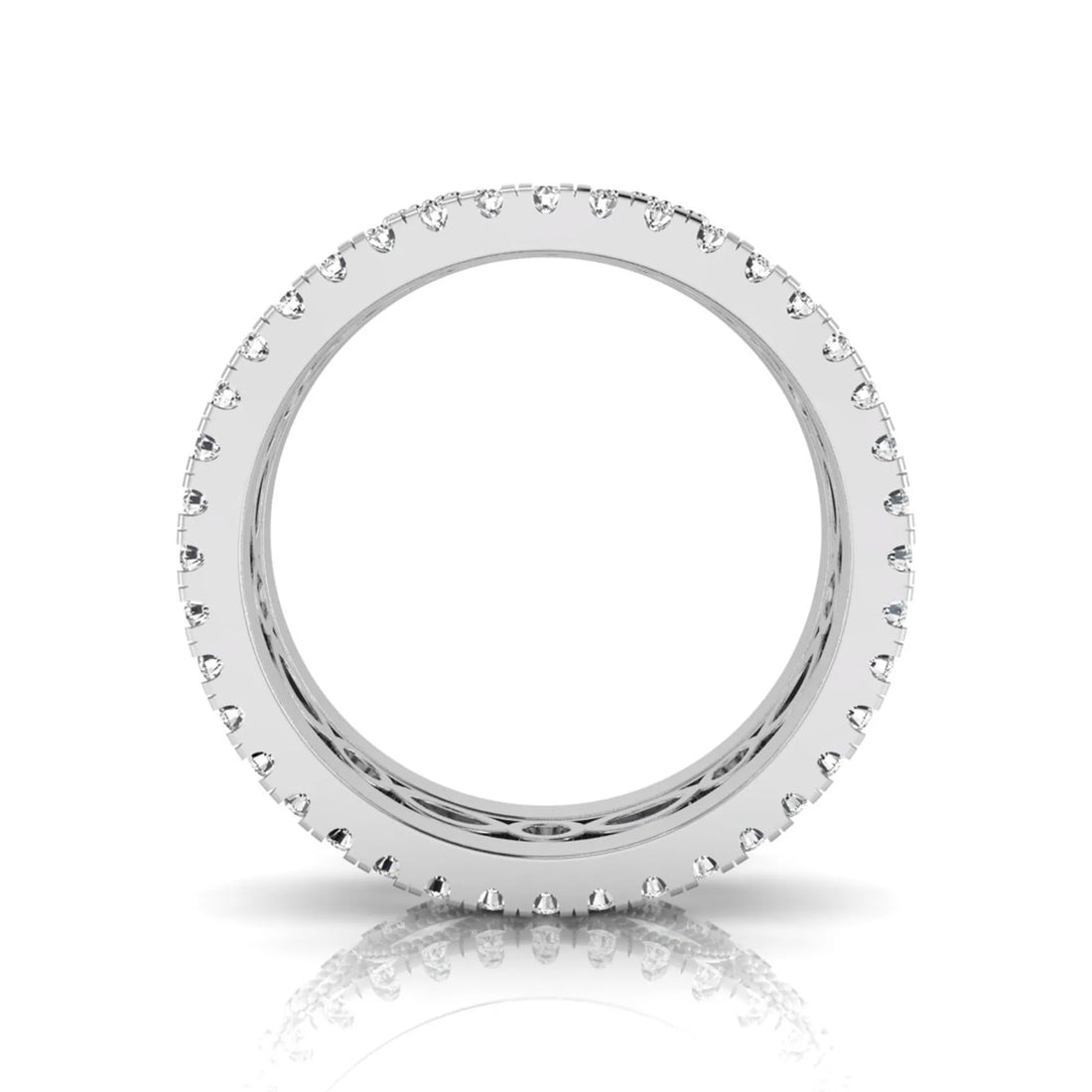 OctaPearl Three Piece Vintage Pave Band Lab Grown Diamond Wedding Bridal Ring Set