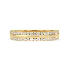 OctaPearl Round Cut Lab Grown Diamond Three Row Half Eternity Wedding Band