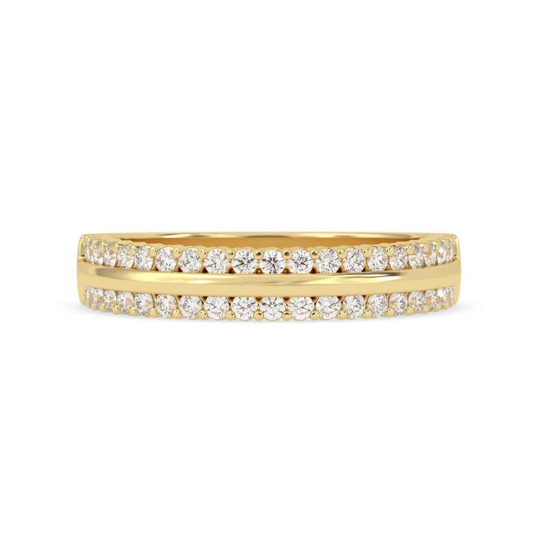 OctaPearl Round Cut Lab Grown Diamond Three Row Half Eternity Wedding Band