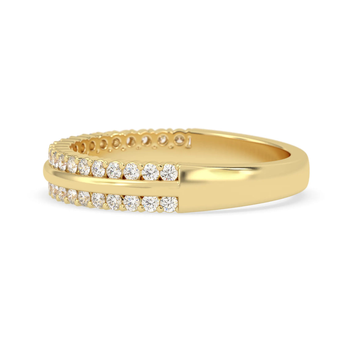 OctaPearl Round Cut Lab Grown Diamond Three Row Half Eternity Wedding Band