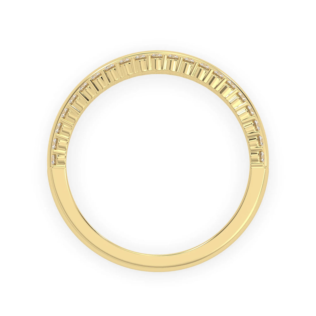OctaPearl Round Cut Lab Grown Diamond Three Row Half Eternity Wedding Band
