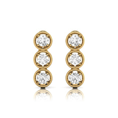 OctaPearl Three Stone Bezel Set Lab Grown Diamond Hoop Earrings - alternate view