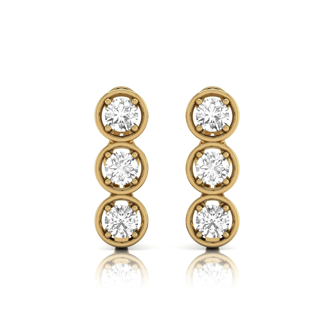 OctaPearl Three Stone Bezel Set Lab Grown Diamond Hoop Earrings