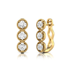 OctaPearl Three Stone Bezel Set Lab Grown Diamond Hoop Earrings