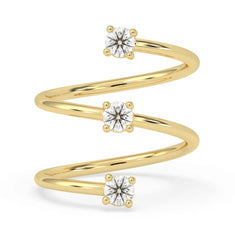 OctaPearl Round Three Stone Lab Grown Diamond Open Swirl Bypass Wrap Ring