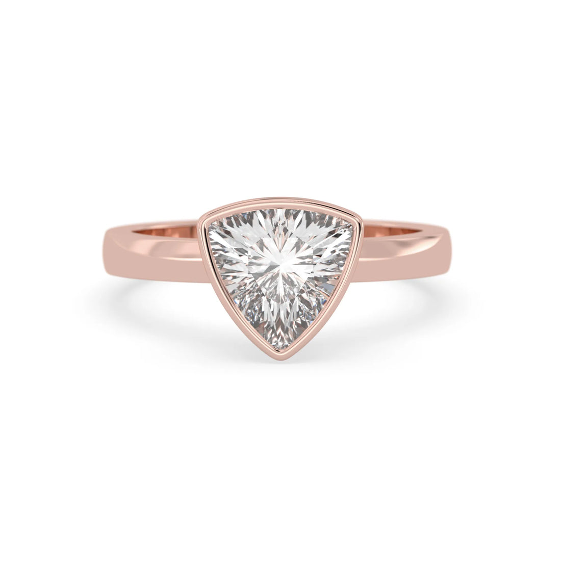 OctaPearl 2 ct Bezel Set Trillion Lab Grown Diamond Solitaire Engagement Ring