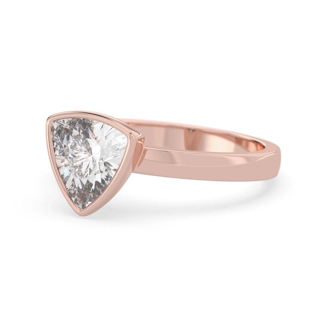 OctaPearl 2 ct Bezel Set Trillion Lab Grown Diamond Solitaire Engagement Ring