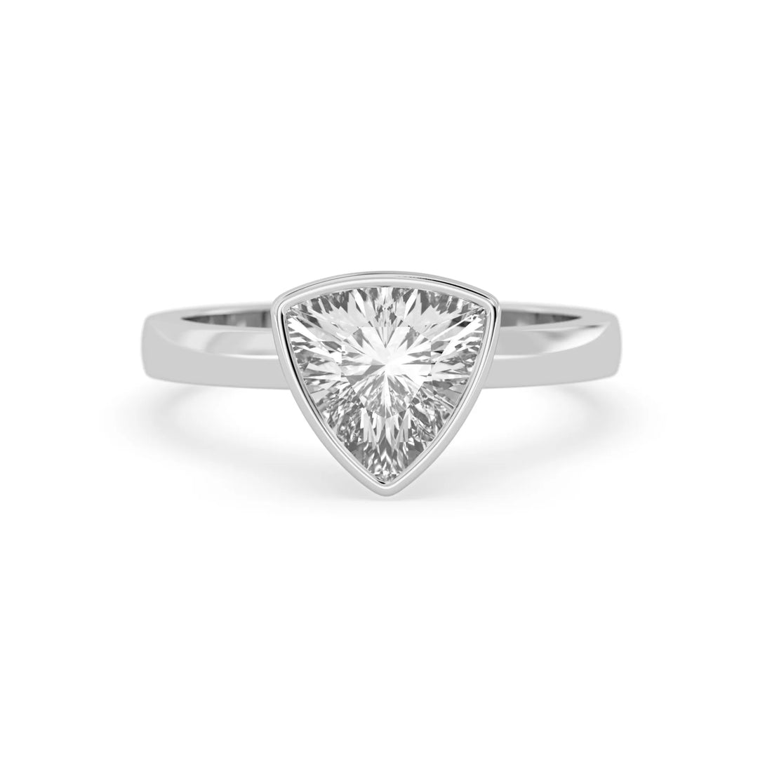 OctaPearl 2 ct Bezel Set Trillion Lab Grown Diamond Solitaire Engagement Ring