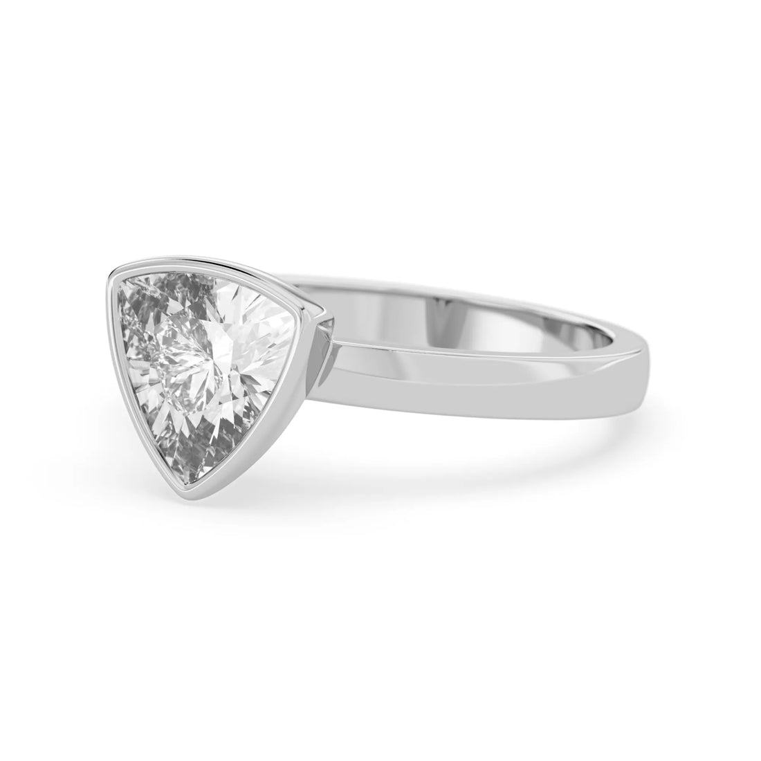 OctaPearl 2 ct Bezel Set Trillion Lab Grown Diamond Solitaire Engagement Ring