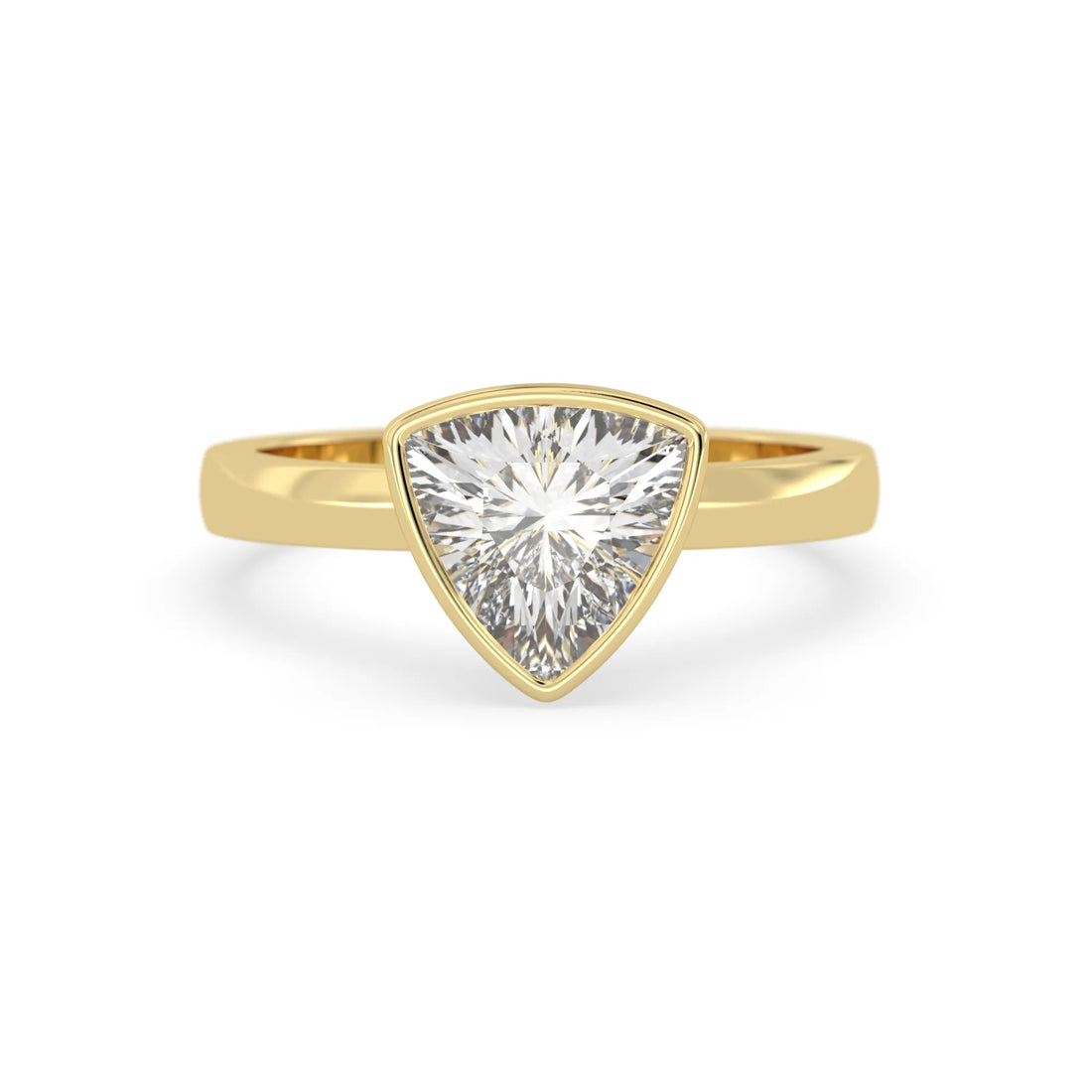 OctaPearl 2 ct Bezel Set Trillion Lab Grown Diamond Solitaire Engagement Ring