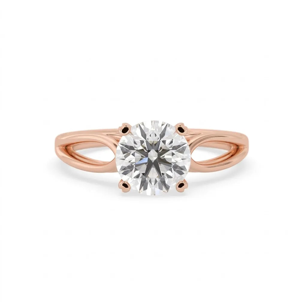 OctaPearl 2 ct Round Lab Grown Diamond Split Shank Solitaire Engagement Ring