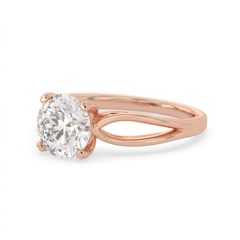 OctaPearl 2 ct Round Lab Grown Diamond Split Shank Solitaire Engagement Ring