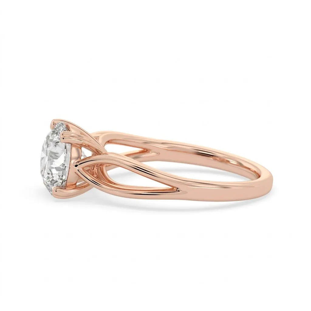 OctaPearl 2 ct Round Lab Grown Diamond Split Shank Solitaire Engagement Ring
