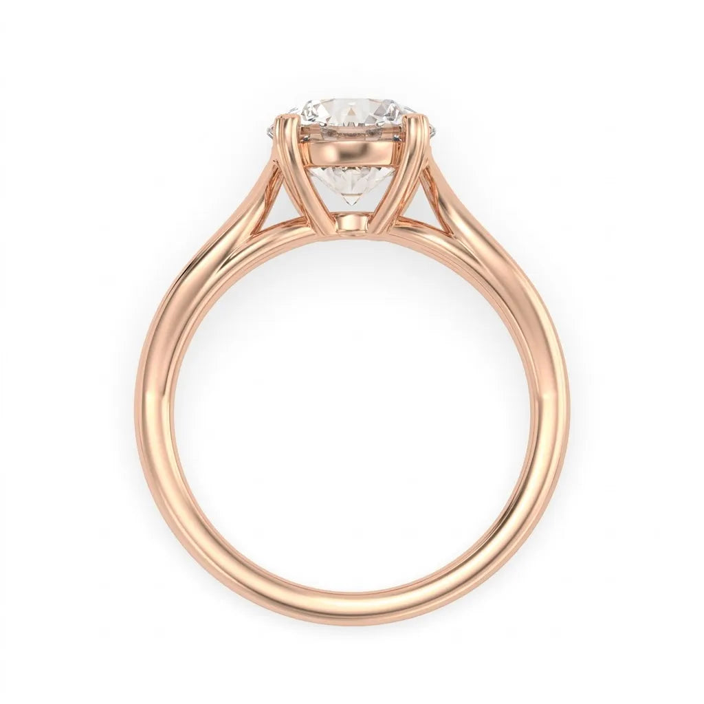 OctaPearl 2 ct Round Lab Grown Diamond Split Shank Solitaire Engagement Ring