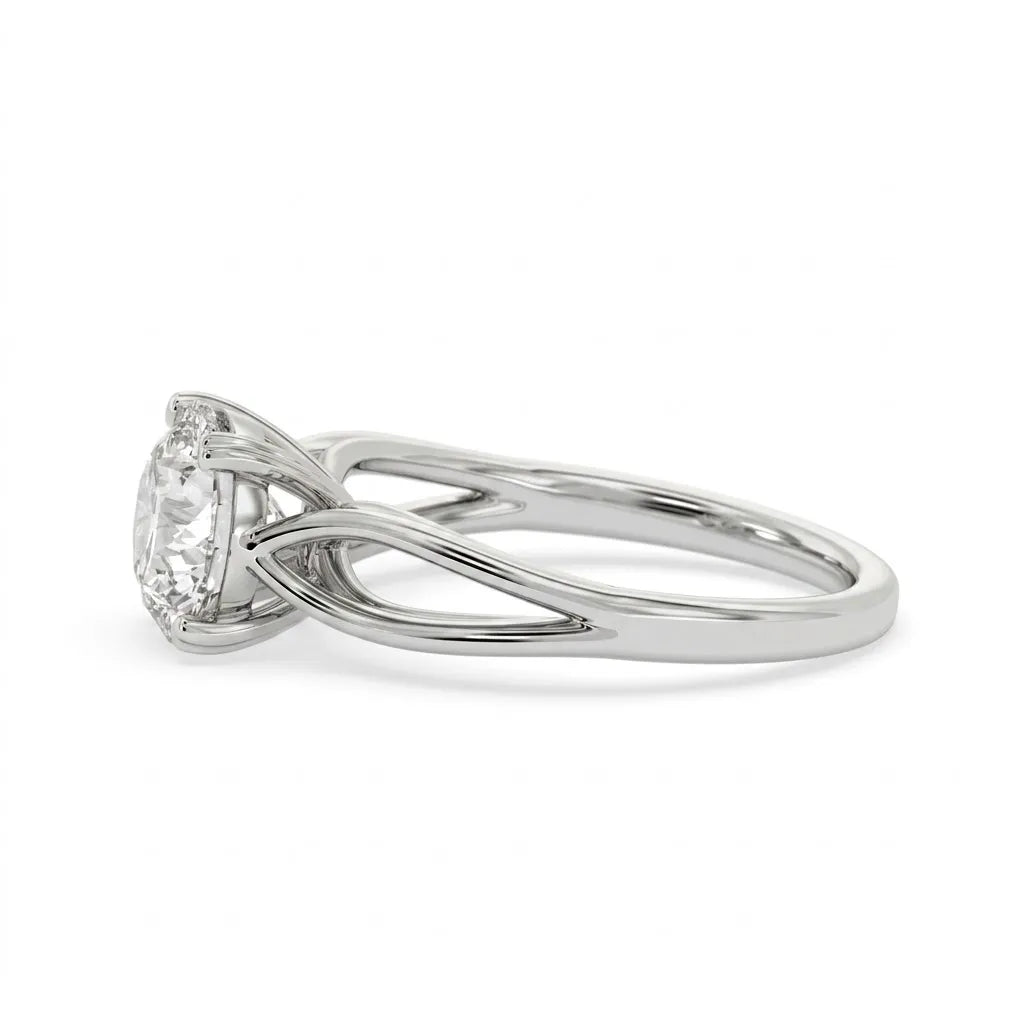 OctaPearl 2 ct Round Lab Grown Diamond Split Shank Solitaire Engagement Ring