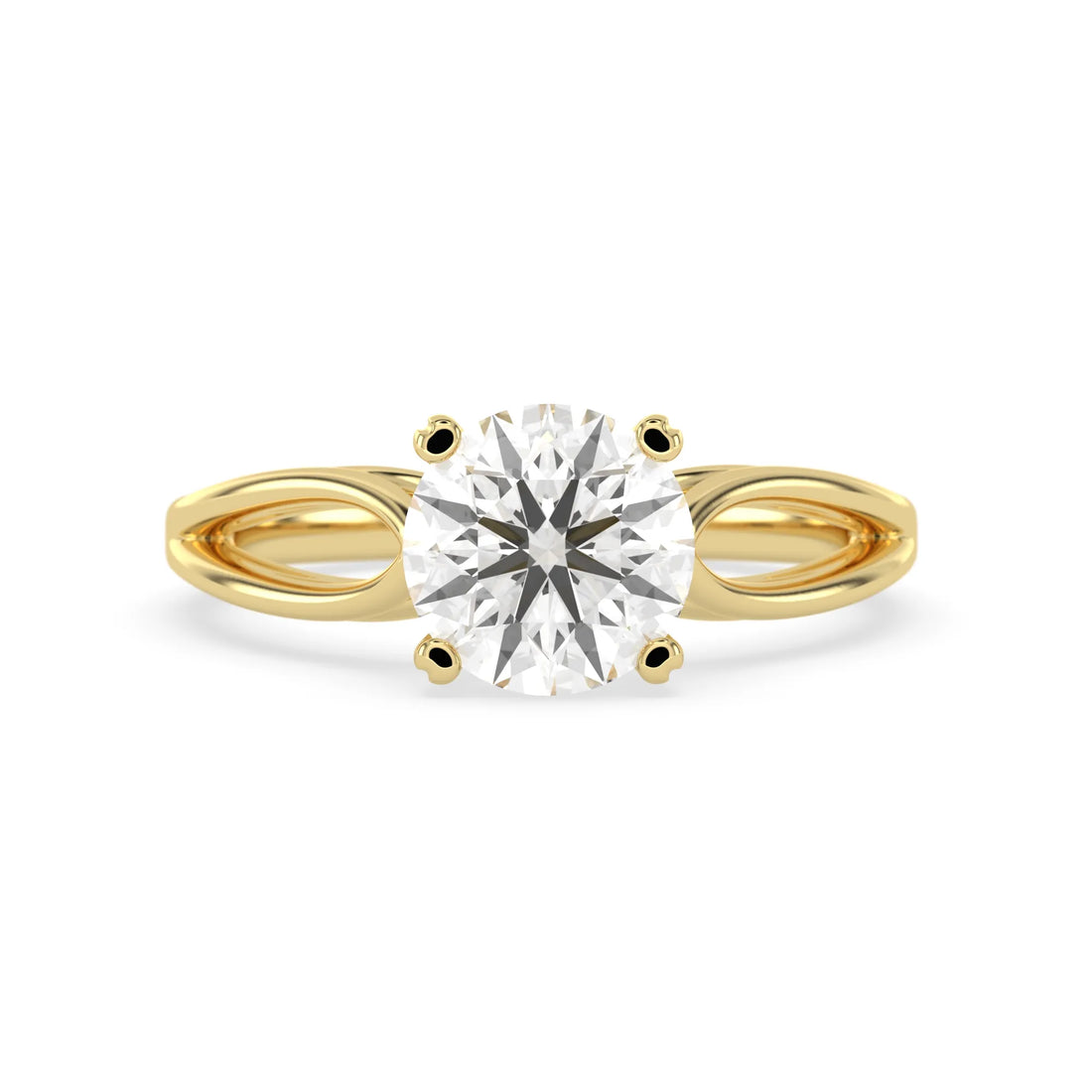 OctaPearl 2 ct Round Lab Grown Diamond Split Shank Solitaire Engagement Ring
