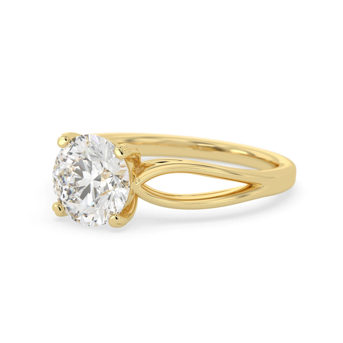 OctaPearl 2 ct Round Lab Grown Diamond Split Shank Solitaire Engagement Ring