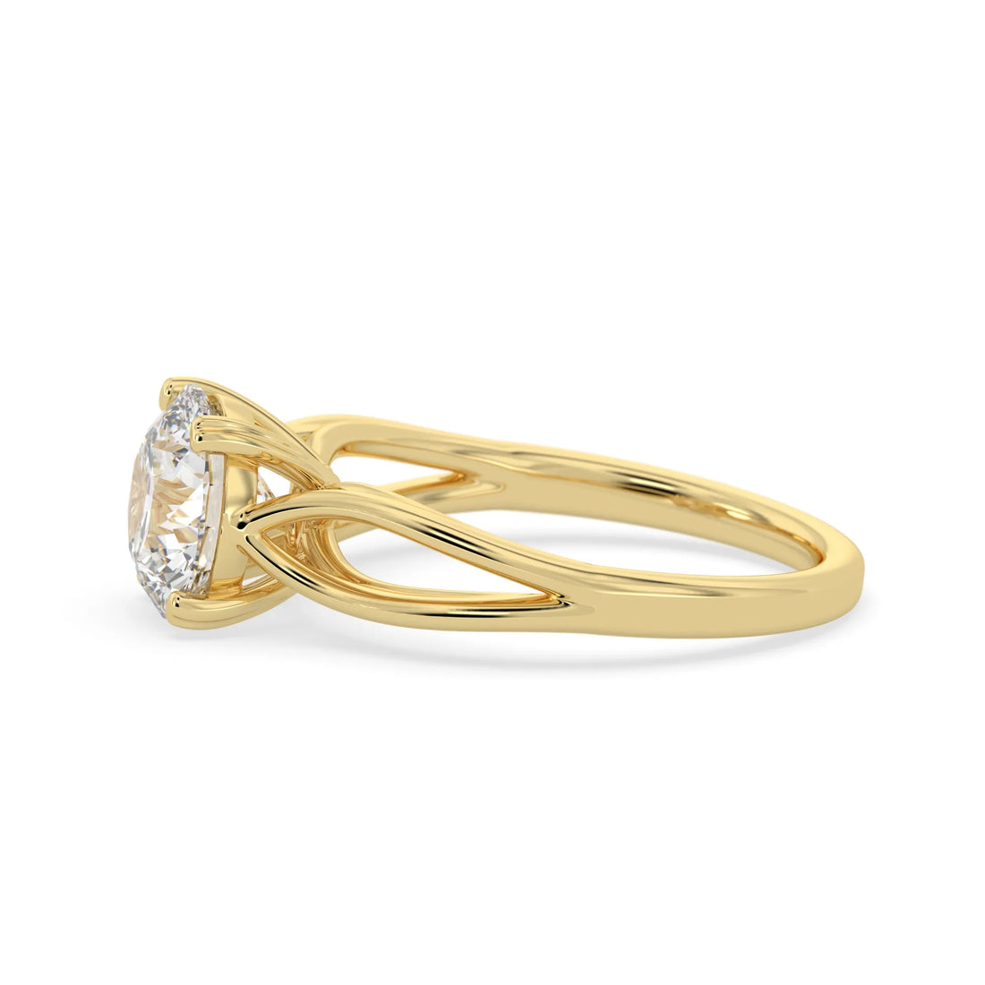 OctaPearl 2 ct Round Lab Grown Diamond Split Shank Solitaire Engagement Ring