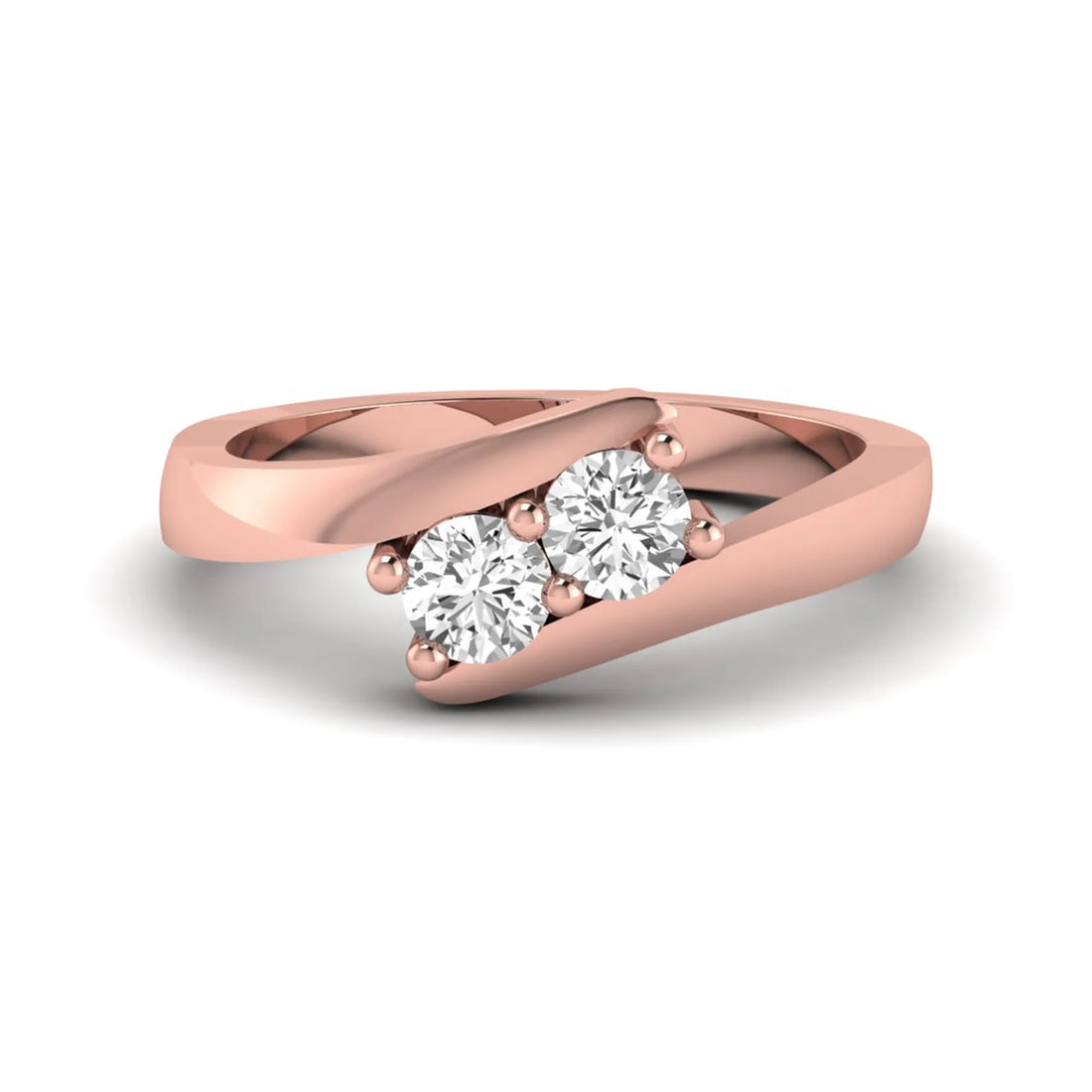 OctaPearl Two Stone Lab Grown Diamond Bypass Engagement Ring