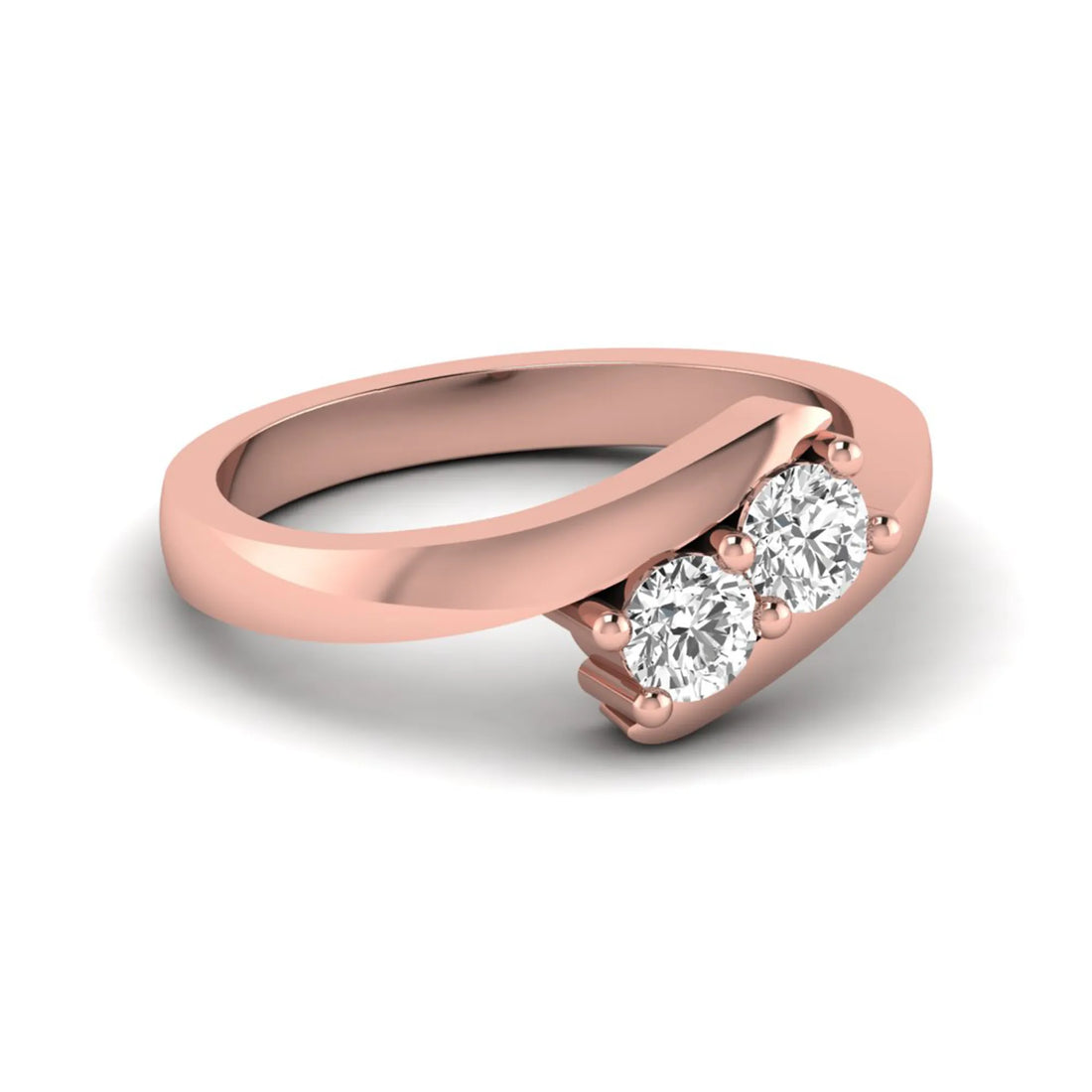 OctaPearl Two Stone Lab Grown Diamond Bypass Engagement Ring