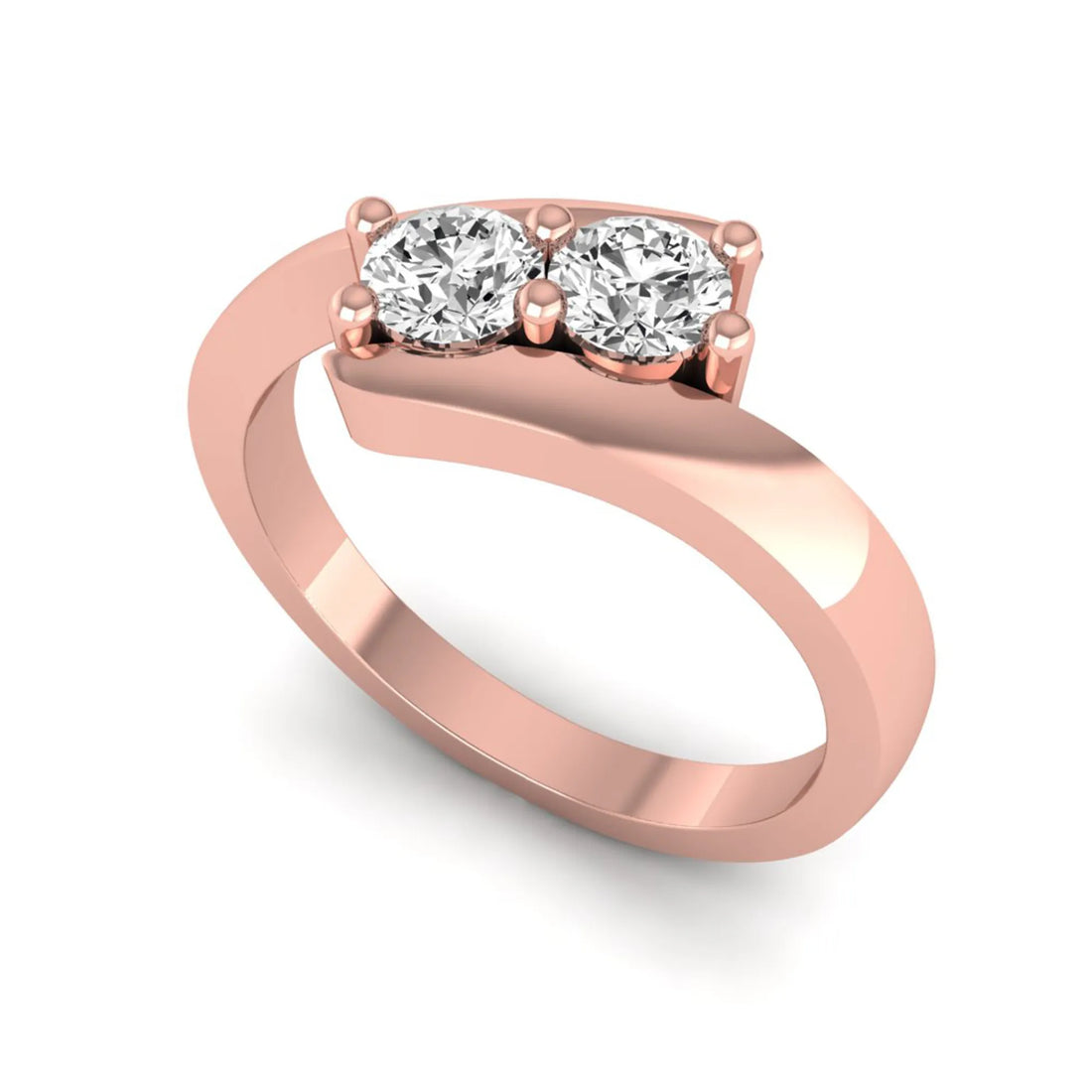 OctaPearl Two Stone Lab Grown Diamond Bypass Engagement Ring
