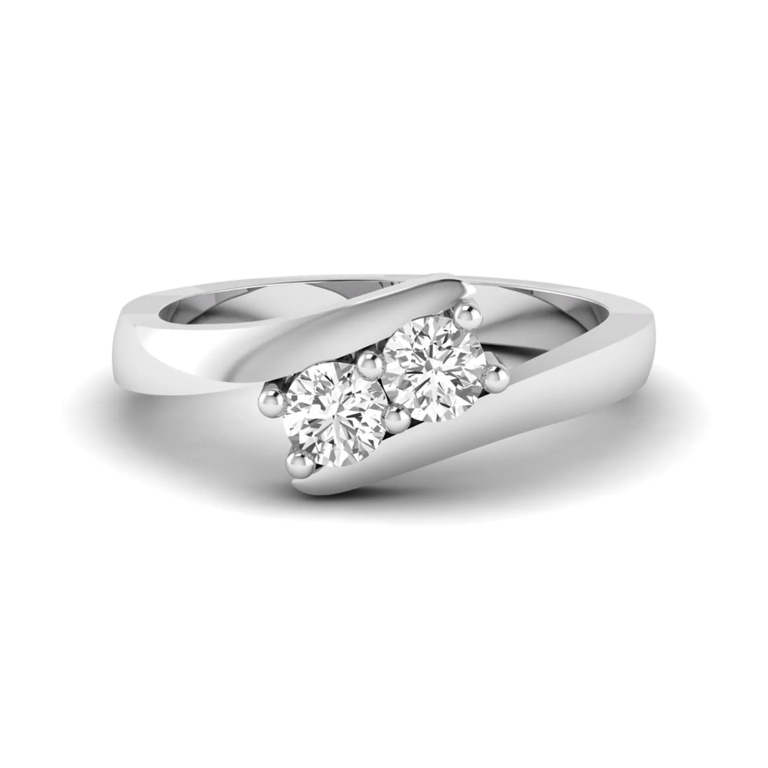 OctaPearl Two Stone Lab Grown Diamond Bypass Engagement Ring