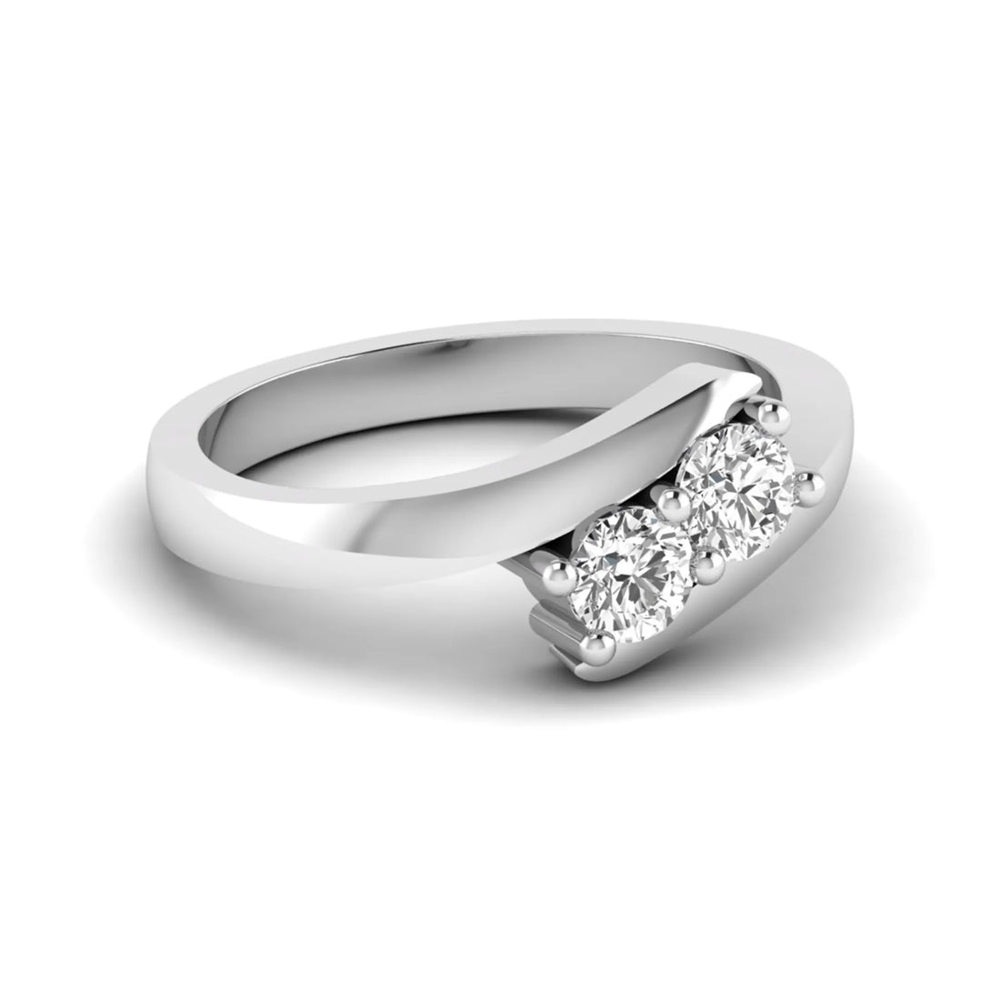 OctaPearl Two Stone Lab Grown Diamond Bypass Engagement Ring