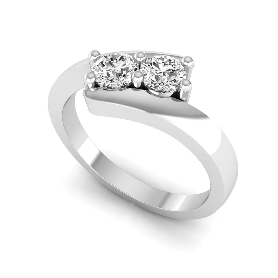 OctaPearl Two Stone Lab Grown Diamond Bypass Engagement Ring