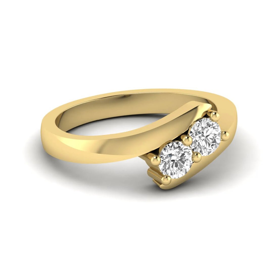 OctaPearl Two Stone Lab Grown Diamond Bypass Engagement Ring