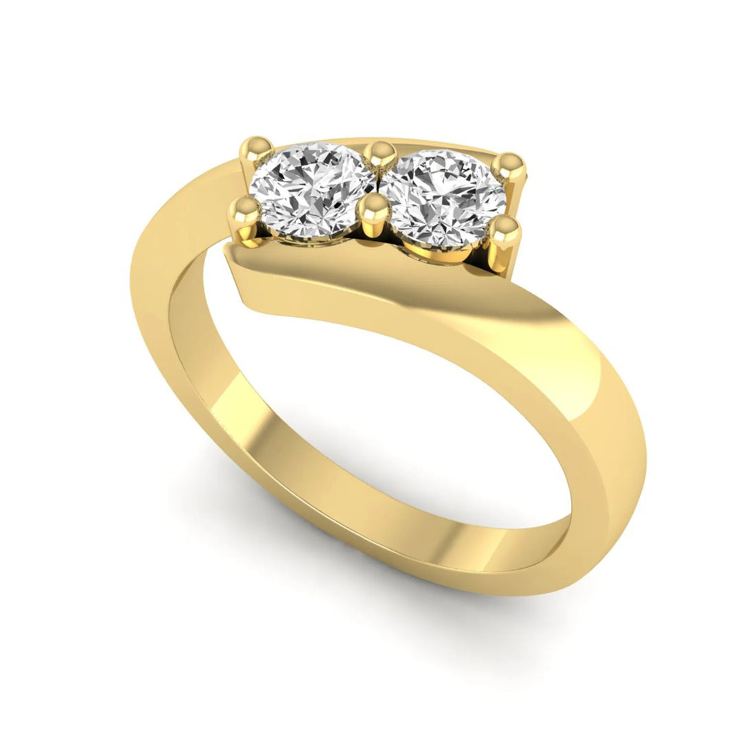 OctaPearl Two Stone Lab Grown Diamond Bypass Engagement Ring