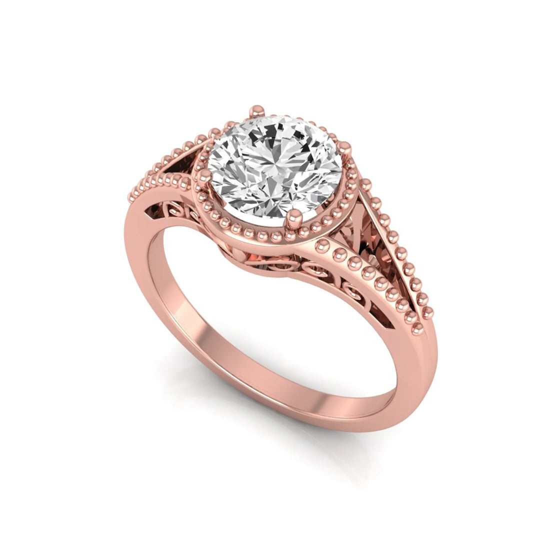 OctaPearl 2 ct Vintage Bezel Round Lab Grown Diamond Engagement Ring