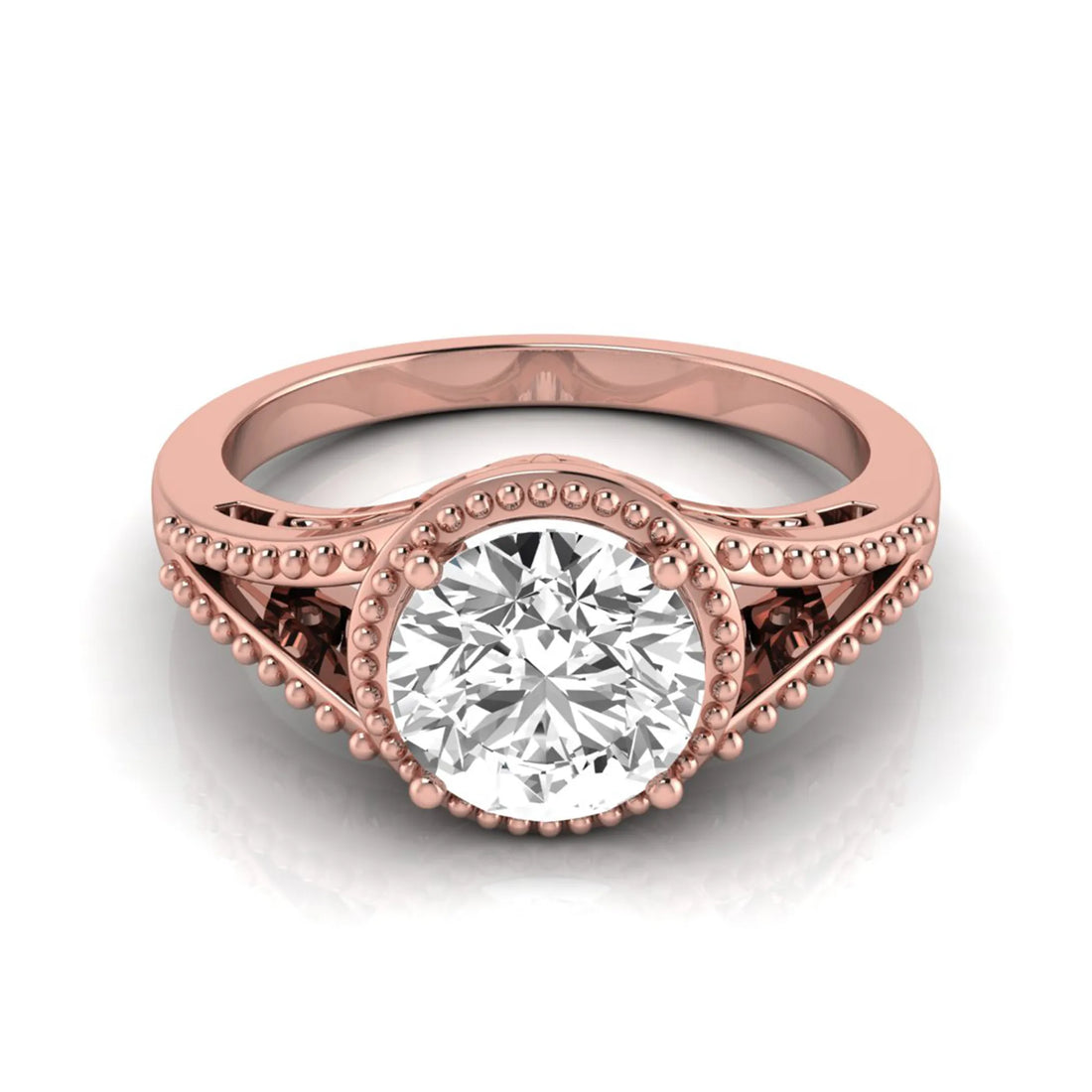 OctaPearl 2 ct Vintage Bezel Round Lab Grown Diamond Engagement Ring