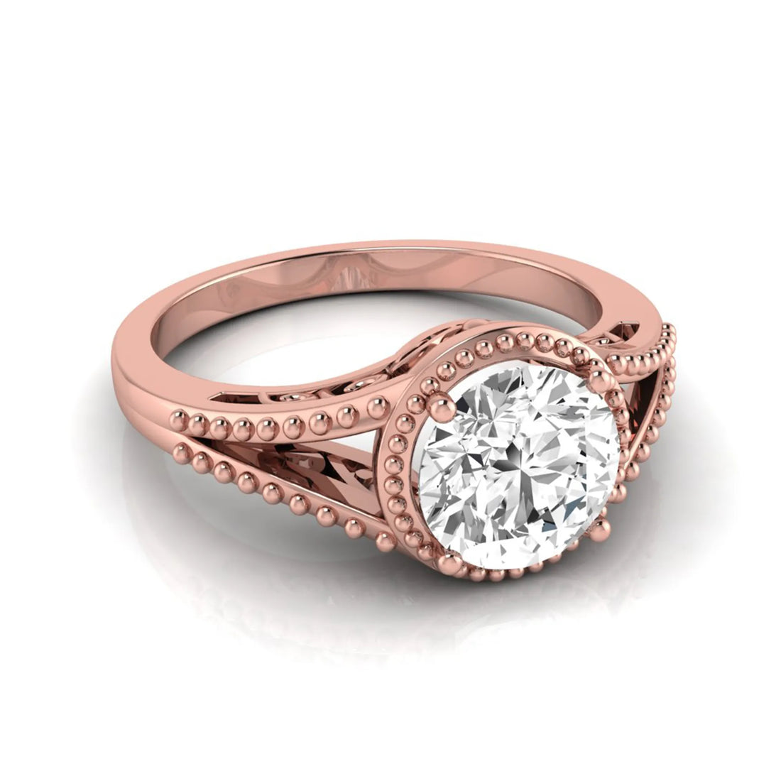 OctaPearl 2 ct Vintage Bezel Round Lab Grown Diamond Engagement Ring