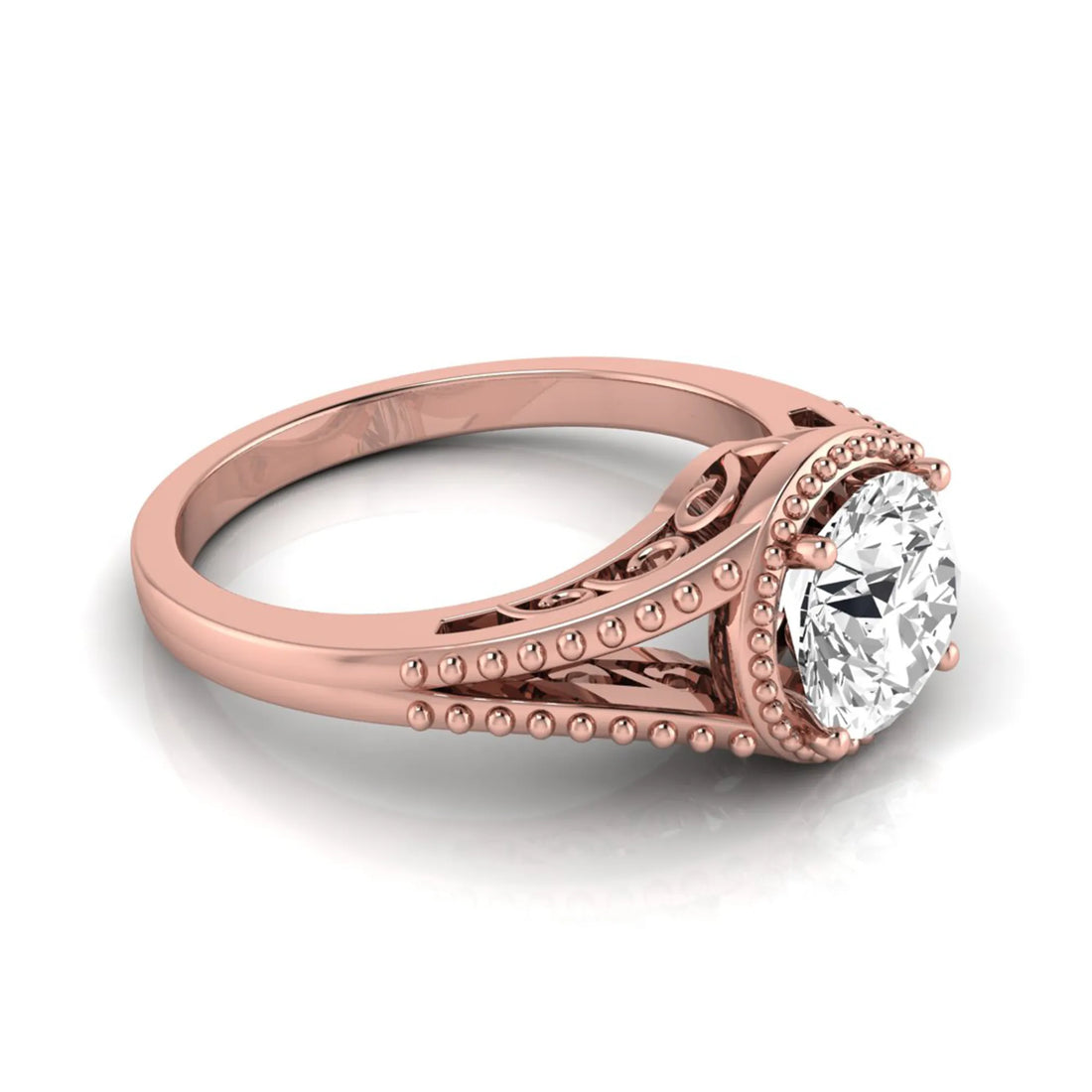 OctaPearl 2 ct Vintage Bezel Round Lab Grown Diamond Engagement Ring