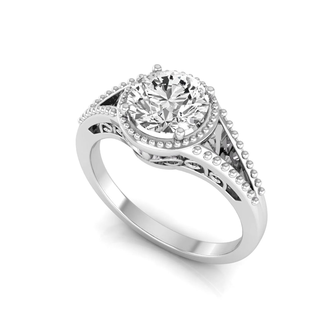 OctaPearl 2 ct Vintage Bezel Round Lab Grown Diamond Engagement Ring