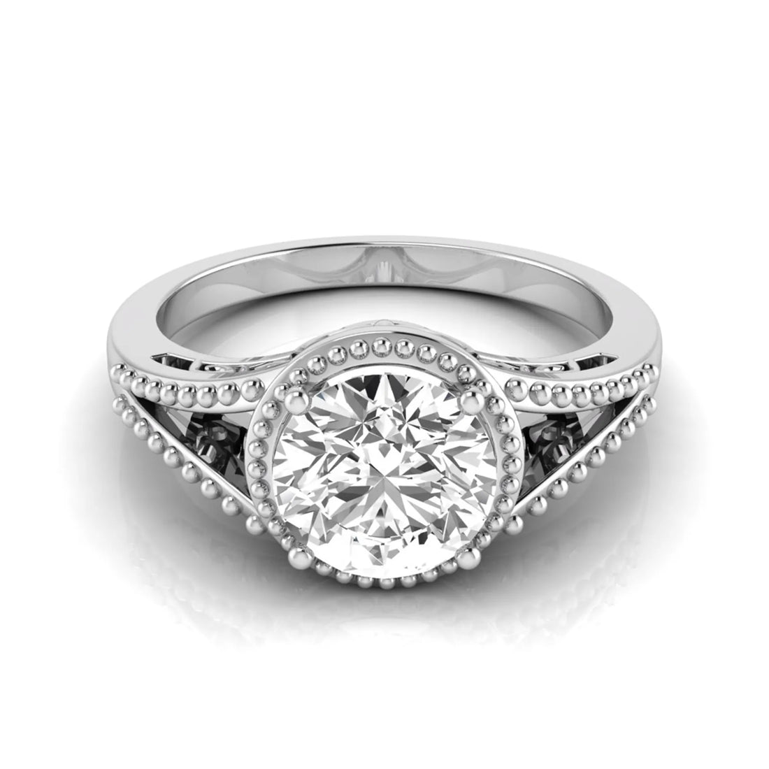 OctaPearl 2 ct Vintage Bezel Round Lab Grown Diamond Engagement Ring