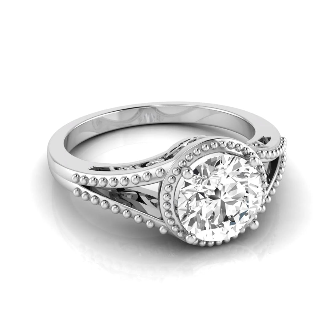 OctaPearl 2 ct Vintage Bezel Round Lab Grown Diamond Engagement Ring