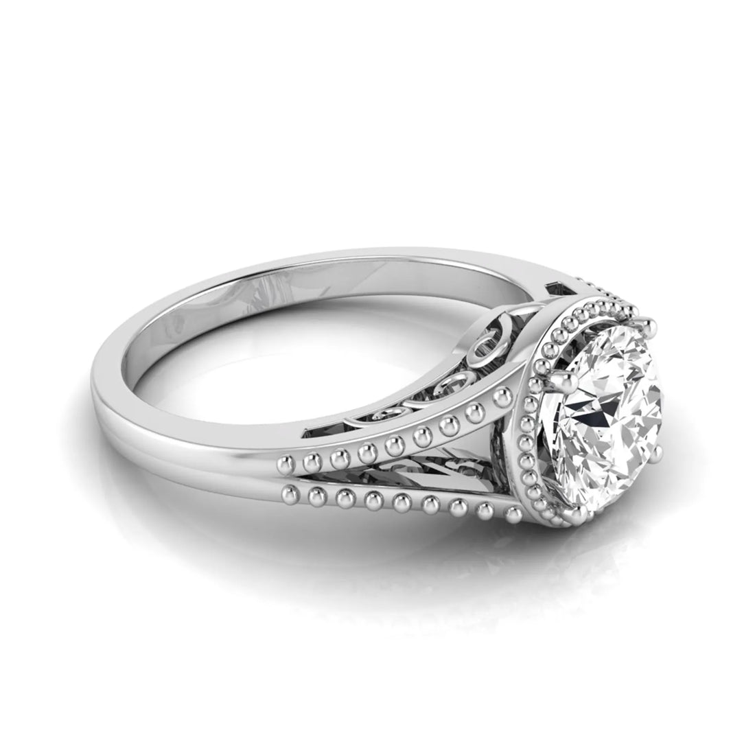 OctaPearl 2 ct Vintage Bezel Round Lab Grown Diamond Engagement Ring