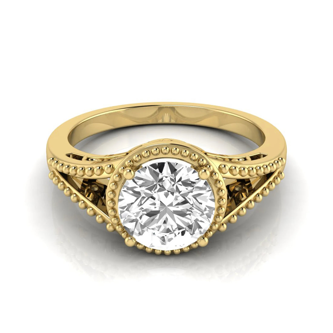 OctaPearl 2 ct Vintage Bezel Round Lab Grown Diamond Engagement Ring