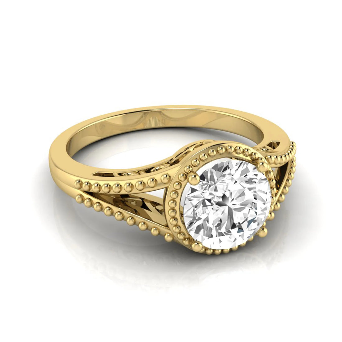 OctaPearl 2 ct Vintage Bezel Round Lab Grown Diamond Engagement Ring