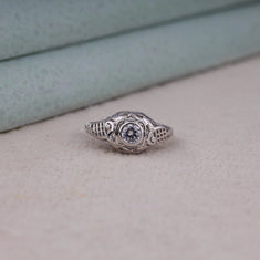 Vintage Filigree Round Moissanite Engagement Ring - alternate view