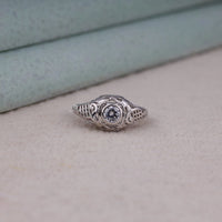 Vintage Filigree Round Moissanite Engagement Ring