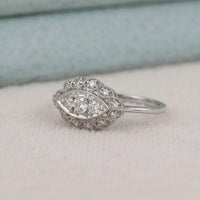 Vintage Marquise Frame Moissanite Ring | Antique Milgrain Engagement Ring