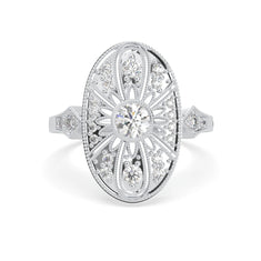 Vintage Oval Halo Moissanite Statement Ring for Women