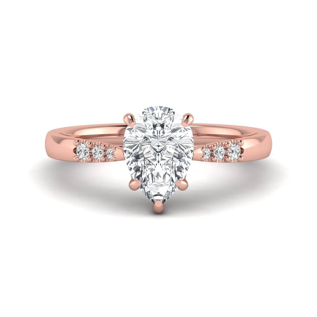 OctaPearl 2 ct Vintage Pear Cut Lab Grown Diamond Engagement Ring with Scroll Gallery