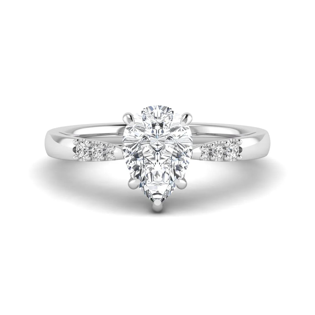 OctaPearl 2 ct Vintage Pear Cut Lab Grown Diamond Engagement Ring with Scroll Gallery