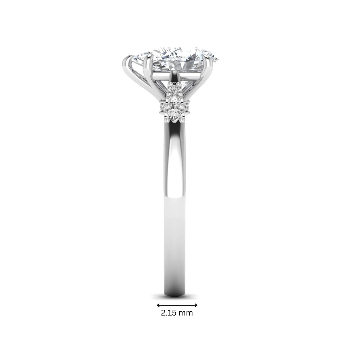 OctaPearl 2 ct Vintage Pear Cut Lab Grown Diamond Engagement Ring with Scroll Gallery