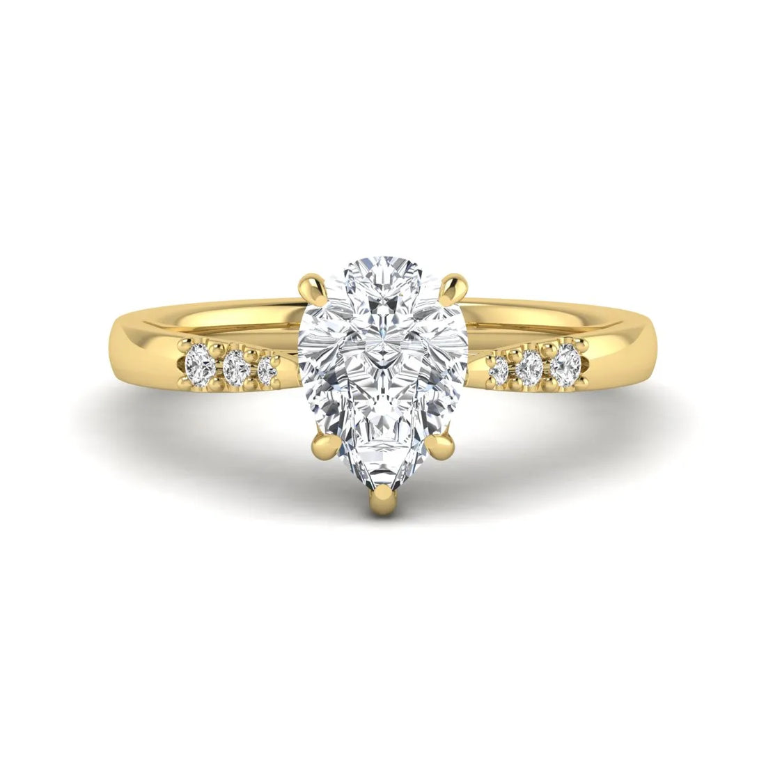 OctaPearl 2 ct Vintage Pear Cut Lab Grown Diamond Engagement Ring with Scroll Gallery