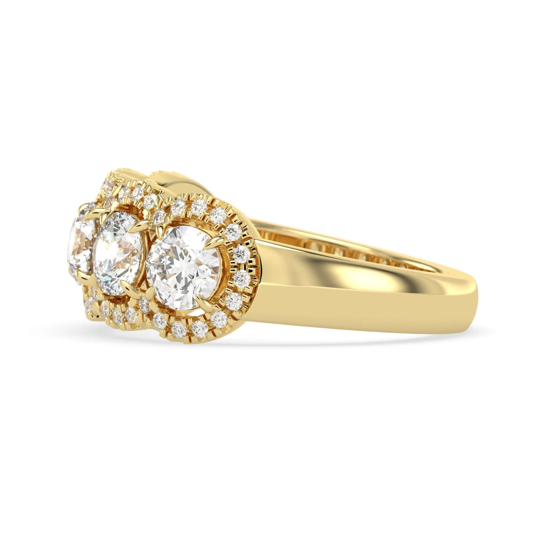 OctaPearl Round Five Stone Lab Grown Diamond Halo Engagement Ring