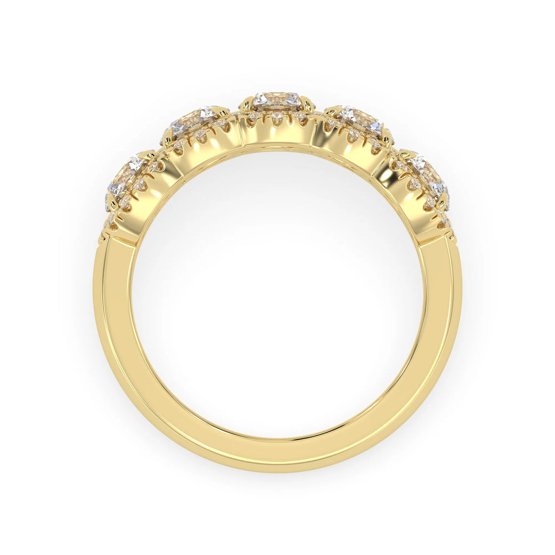 OctaPearl Round Five Stone Lab Grown Diamond Halo Engagement Ring